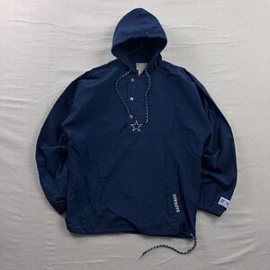 Vintage Dallas Cowboys Anorak Windbreaker The Game Navy Blue Mens Large NFL